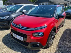 Rød Citroën C3 BlueHDi 100 VTR Sport 1,5 diesel, set skråt forfra